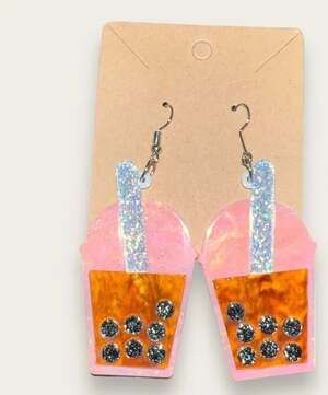 Bulky Plastic Ice Cream Shake Hand Crafted Earrings